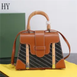 Designer Luxury Saigon MM Wood Handle Bag Crossbody Shoulder Purse Woman New proof Leather Top Handle Shoulder Bag Size:28CM