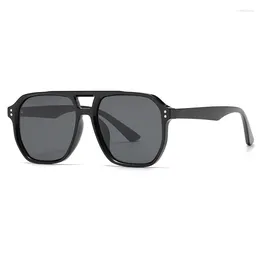 Solglasögon Evove TR90 Polariserade män Kvinnor Transparent grå svart överdimensionerade solglasögon för manlig platt topp dubbelbroflyg