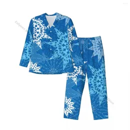 Mäns sömnkläder Män pyjama Ställer in jul snöbakgrund för man skjorta långärmad manlig mjuk hemmagöd