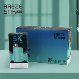 Original 2% Vapes Breze Stiik BOX Pro 5000 Puffs E Cigarros Barras Recarregáveis Caneta Vape Descartável 8 Cores 800 mAh Pré-preenchido 12ml Vaporizador Kit Novo e cigs 5K