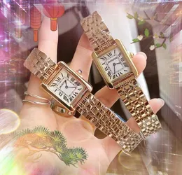 Art- und Weisefrauen-quadratisches römisches Vorwahlknopf-Uhr-Quarz-Bewegungs-Silber-Goldkleid-Damen-Behälter-Reihen-feine Edelstahl-Uhr-Superarmband-Armbanduhr-vorzügliche Geschenke