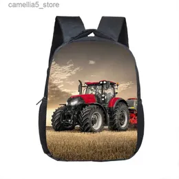 Backpacks 12 Inch Farm Tractor Print Children School Bags Boys Girls Kindergarten Backpack Baby Toddler Bags Kids Book Bag Gift Q231108