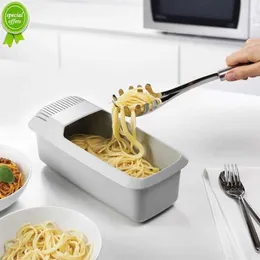 New Microwave Pasta Cooker With Sieve Pasta Spaghetti Noodle Cooking Box Draining Tool Heat Resistant Kitchen Accessories