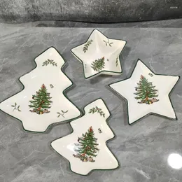 Pratos árvore de natal placa estrela tigela frutas lanche bandeja acessórios decoração para casa jantar bolo vendas restaurante suprimentos noel vaisselle