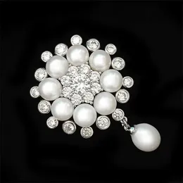 Pins Broschen Retro Licht Luxus Süßwasser Perle Blume brosche Hochwertige Anzug Zubehör Mantel Pins Exquisite Schneeflocke Zirkon brust pin Q231107