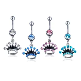 حلقات زر جرس السرة D0149 على غرار التاج نافعة BELLY RING 4 COLORS 14GA