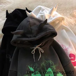 Kvinnors hoodies tröjor vintage ängelörar huvtröjor kvinnor gotiska tter tryckta långsevade luvtröjor y2k estetik harajuku överdimensionerade tröjor 0407h23