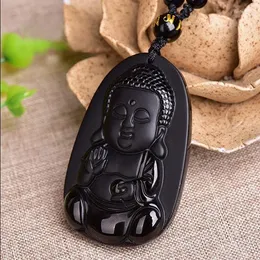 Colares pendentes Colar de obsidiano de obsidiano Zealand Maori Jóias Nefrite Buda Buda Buda Transformações Transformadas