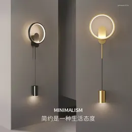 Wall Lamp ZK50 LED Bedside Bedroom Nordic Simple Creative Hanging Line Living Room Decoration Lighting