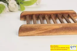 Fast shipping Dark Wood Soap Dish Wooden Tray Holder Storage Soap Rack Plate Container for Bath Shower Plate Bathroom