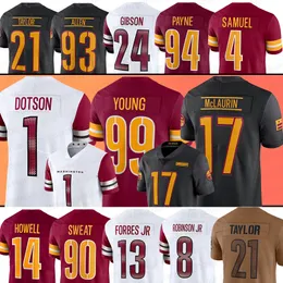 All'ingrosso 14 Sam Howell Terry McLaurin Maglie da calcio Antonio Gibson Emmanuel Forbes Curtis Samuel Brian Robinson Jr Jonathan Allen Daron Payne Sean Taylor Jamis