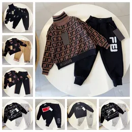 Children's baby designer autumn and winter new crewneck long sleeve embroidered sweater casual sports pants high-end brand children's wear size 90-150cm A0015