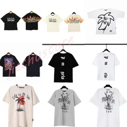 Camiseta masculina Graffiti Tees Palms Palmangel City Designer Limited Inkjet Graffiti Letter Printing Masculino Feminino Veleiro de manga curta Casual Hip Hop Tees # a1