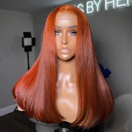 Bob Wig Orange Ginger Lace Human Hair Hair 13x4 Brazillian Straight Wigs 13x6 HD Frontal