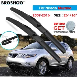 Стеклоочистители автомобиля Щетка стеклоочистителя для Nissan Murano 26 "+ 16" 2009-2014 2015 2016 Щетки стеклоочистителей ветрового стекла Fit U Hook Arms Q231107