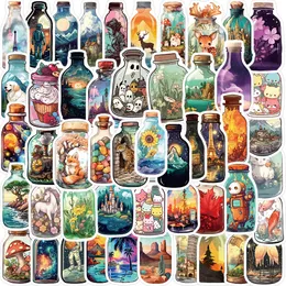 50PCS World In Bottle Sticker Life in Bottle Graffiti Stickers Landscape Figure Animal Bottle Lift Decor Decals For Notebook Guitar Skateboard Luggage 2 Groups