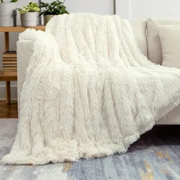 Blankets Plush Fluffy Blanket Bedspread Throw Solid Color For Sofa Couch Decorative Shag Faux Fur Fleece Bedroom Home Decor