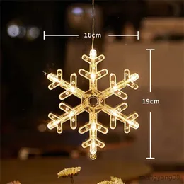 Decorazioni natalizie Natale LED Luce Fiocco di neve Babbo Natale Lampada a ventosa appesa Ornamenti per finestre Decorazione per la casa Natale Navidad 2023 Capodanno Decor R231107