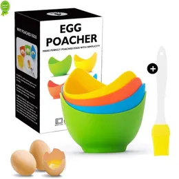 Ny äggpocher - Easy Silicone Egg Poacher Cups with Ring Standers, Food Grade Poached Egg Poacher Insert Microwave Poached Eggs