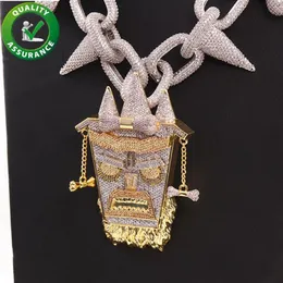 Colgante helado Joyería de diseño de lujo Collar de cadena de plata para hombre Hip Hop Diamond King Colgantes Hiphop Rapero Enlace cubano Accesso224H