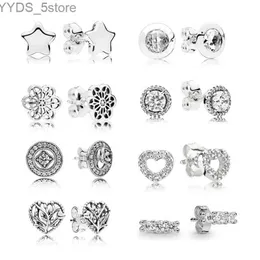 Stud 925 Silver Pentagram Heart Zircon Women Earrings Fashion Charm Making Family Friends Gift Banquet Oorbel Designer Jewellery YQ231107