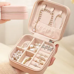 Jewelry Settings Organizer Display Travel Case Boxes Portable Locket Necklace Box Leather Storage Earring Ring Holder 230407