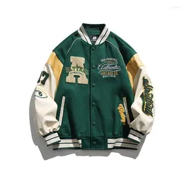 Men's Jackets Letter Flocking Stitching Jacket American Retro Baseball Uniform Male Hip-hop Loose Trendy Couple Street Casual