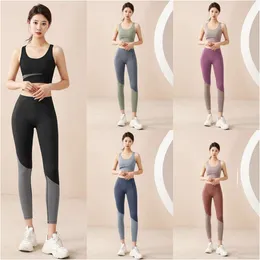 2024 Lu Lu Summer Yoga Sport Set Wear Women 's Suit Fitness 2 피스 스포츠 레몬 브라 여자 레깅스 푸쉬 업 의류 스포츠 레몬복