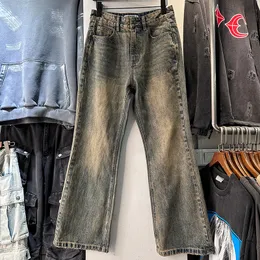 Verkliga bilder män byxor 2024 jeans män mode casual löst breda ben jeans