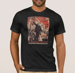 Herrens T -skjortor sovjetiska propaganda affisch lenin socialist kommunism viva USSR! T-shirt. Sunmmer Cotton Short Sleeve O-Neck Mens Shirt S-3XL