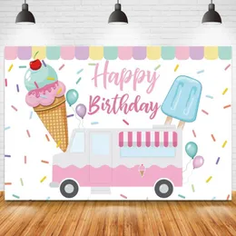 Party Dekoration Eis Cartoon Auto Kinder Hintergrund Po Alles Gute zum Geburtstag Sommer Babyparty Pographie Pocall Requisiten