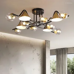 Lampadari Lampadario a LED dal design moderno nordico per soggiorno camera da letto sala da pranzo cucina lampada da soffitto sfera di vetro oro nero E14 luce