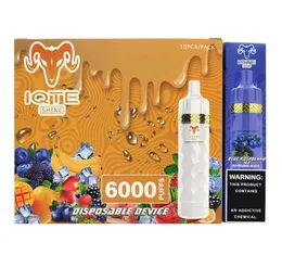 E Sigara% 100 Orijinal IQTE Filex Shine 6000 Puflar 850mAh Önceden Doldurulmuş Cihaz Tek Kullanımlık Vape Yetkili 10 Renk Cigarrillos Desechables Randm Tornadopen