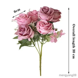 Julekorationer Ett gäng av 6 vackra simulering Peony Rose Silk Flower Diy Home Garden Party Wedding Decoration Artificial Flower R231107