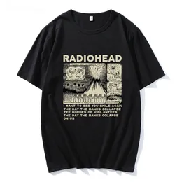 Magliette da uomo Maglietta con stampa vintage Radiohead Maglietta da uomo oversize in cotone 100 Maglietta unisex Hip Hop Rock Band Musica Album Tees Maglietta da uomo Harajuku 230407