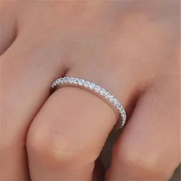 Vecalon 3 couleurs Bague de promesse de mode en argent sterling 925 diamant pierre bague de fiançailles pour femmes bijoux de mariée222P