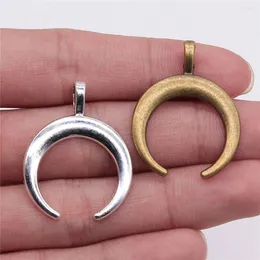 Charms 10pcs 33x26mm Pendant Horns Crescent Moon Charm Pendants For Jewelry Making Antique Silver Plated