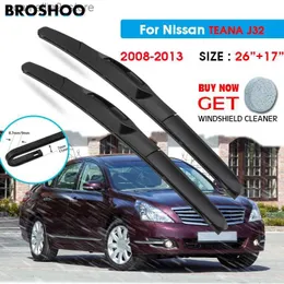 Lâmina de limpador de pára-brisa do carro para Nissan TEANA J32 26 "+ 17" 2008-2013 Lâminas de limpador de pára-brisa Lavagem de janela Fit U Hook Arms Q231107