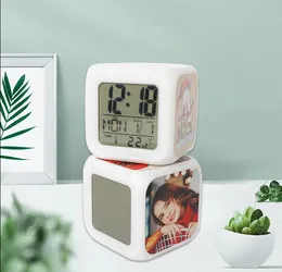 Värmeöverföring Smart Square Alarm Clocks Thermal Sublimation på tre sidor Rainbow Light LG21