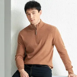 Men's Sweaters Ture Goat Cashmere Clothes Casual Warm Zipper Sweater Male Pure Soft Knit Long Sleeve Jumpers