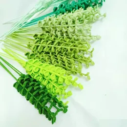 Novelty Items 40Cm Crochet Eucalyptus Leaves Bouquet Yarn Knitted Finished Product Drop Delivery 202 Dhwcr