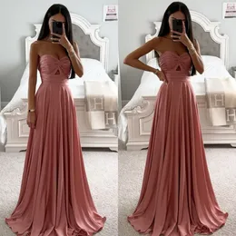 Coral Pink Prom Dresses Sweetheart Satin Evening Dress Pleats Ruffle Formal Long Special Occasion Party dress