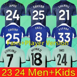 Football Jersey 23 24 ENZO Nkunku CFC Soccer Jerseys Disasi Jackson Caicedo Fernandez Mudryk JAMES STERLING Cucurella 2023 2024 Shirt Men Kids Kit Uniforms