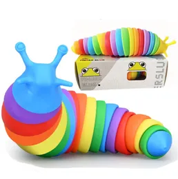 새로운 스트레스 해소 시뮬레이션 Wriggle Worm Toy Squishy 슬러그 장난감 3D Fidget 손가락 슬러그 장난감