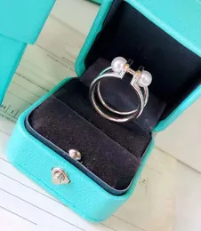 Silver Pearl Cluster Ring Förlovningsringar för kvinnor män stora diamantkluster designer smycken bröllopsfest födelsedag valentins dag lovande förlovningsgåva