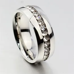 Clásico 6 mm 18 K oro blanco color plata plateado CZ anillos de diamantes Alianza de boda Anillo de amantes de tungsteno para mujeres y hombres 289A