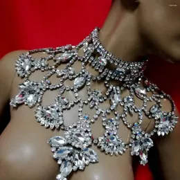 Chains Fashion Women Exaggerate Crystal Rhinestone Necklace Dazzling Large Heavy Jewelry Bride Wedding Party