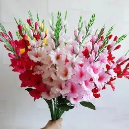 Dekoratif Çiçekler 80cm Simülasyon Gladiolus Orkide Yapay Çiçek Bitkileri Düğün Festivali Kutlama Ev Saksı Sahte Çiçek Dekorasyon