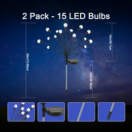Solar-Glühwürmchen-Lichter für den Außenbereich, 2 Stück, 30 LEDs, windschwingende Tanzlichter, Solar-Gartenlichter, wasserdicht, automatisches Ein-/Ausschalten, Gartendekoration