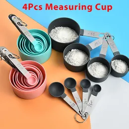 Measuring Tools 4pcs Baking Kitchen Spoon Set Stainless Steel Handle Cup With Scale Gadgets 230406